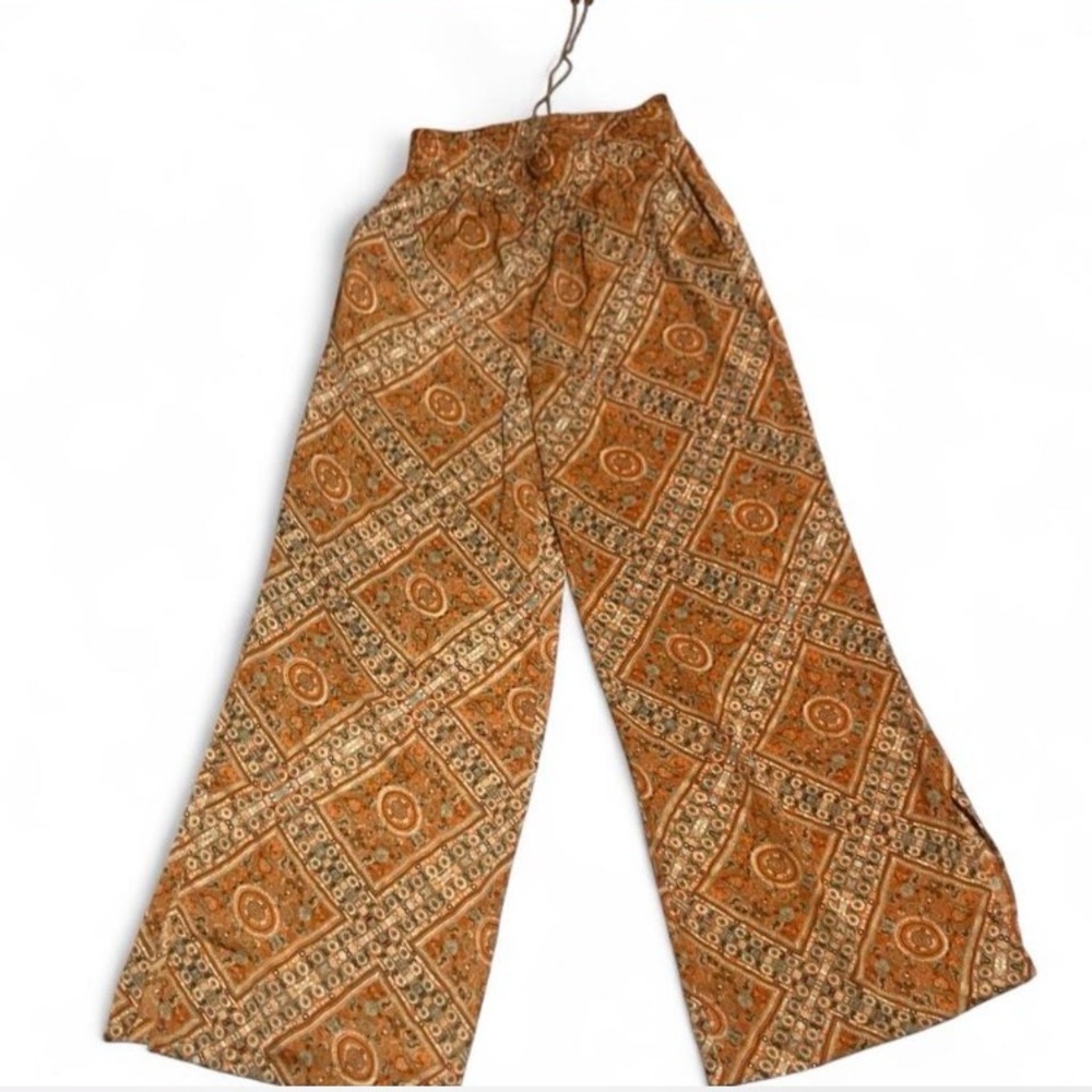 Rose & Olive Geometric Patterned Pants - Orange and Brown